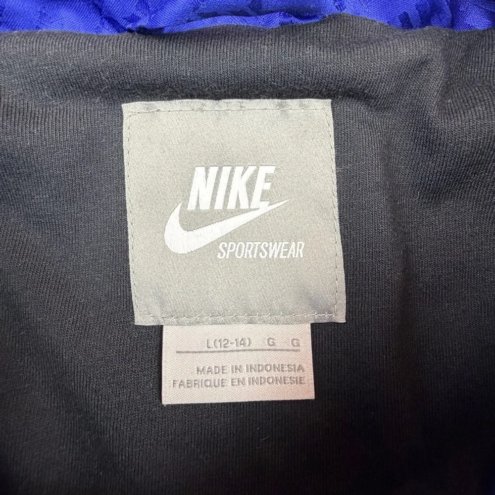 Nike Sportswear Royal Blue Windbreaker Jacket Stowable Hood Womens Large L 12-14